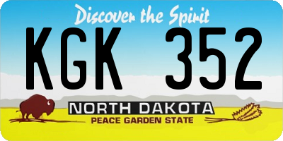 ND license plate KGK352