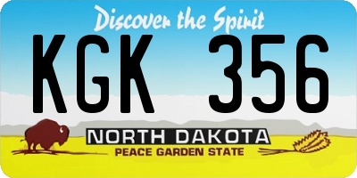 ND license plate KGK356