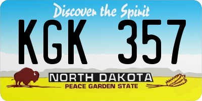 ND license plate KGK357