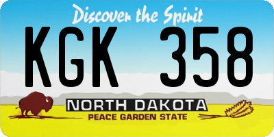 ND license plate KGK358