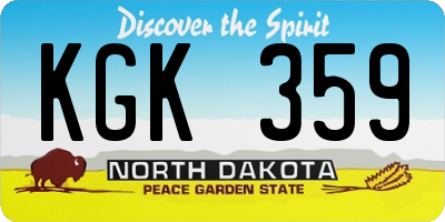 ND license plate KGK359