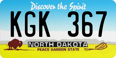 ND license plate KGK367