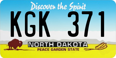 ND license plate KGK371