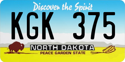 ND license plate KGK375