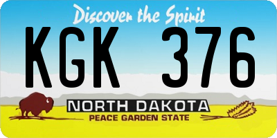 ND license plate KGK376