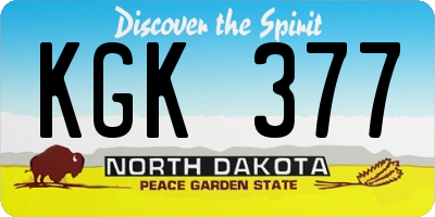 ND license plate KGK377