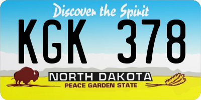 ND license plate KGK378