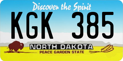 ND license plate KGK385