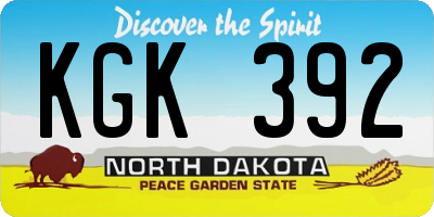 ND license plate KGK392