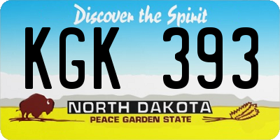 ND license plate KGK393
