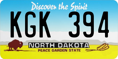 ND license plate KGK394