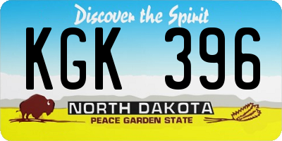 ND license plate KGK396