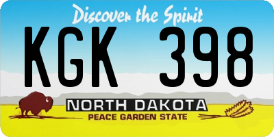 ND license plate KGK398