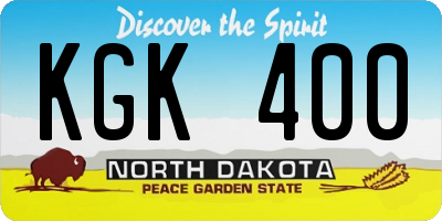 ND license plate KGK400