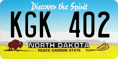 ND license plate KGK402