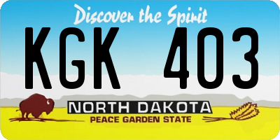 ND license plate KGK403