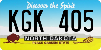 ND license plate KGK405