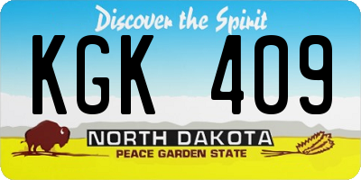 ND license plate KGK409