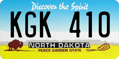 ND license plate KGK410