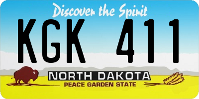ND license plate KGK411