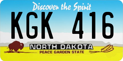 ND license plate KGK416