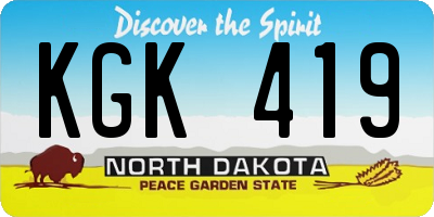 ND license plate KGK419