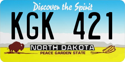 ND license plate KGK421