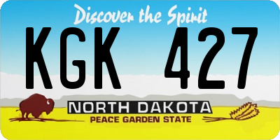 ND license plate KGK427