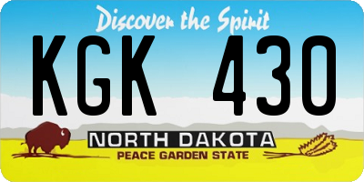 ND license plate KGK430
