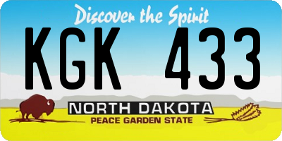 ND license plate KGK433