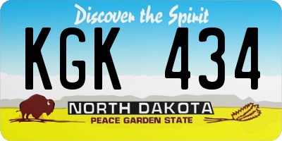 ND license plate KGK434