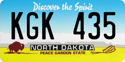 ND license plate KGK435