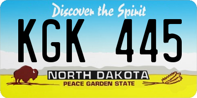 ND license plate KGK445