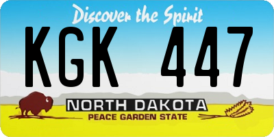 ND license plate KGK447