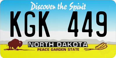 ND license plate KGK449
