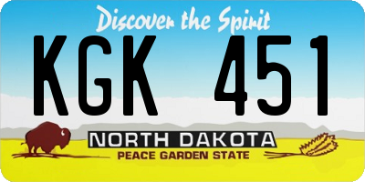 ND license plate KGK451