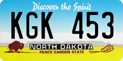 ND license plate KGK453