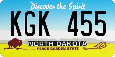 ND license plate KGK455