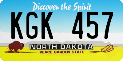 ND license plate KGK457