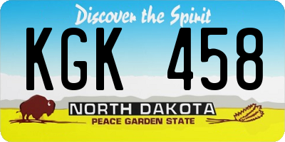 ND license plate KGK458