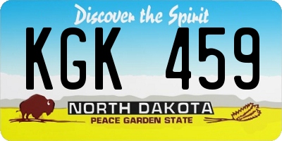 ND license plate KGK459