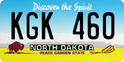 ND license plate KGK460