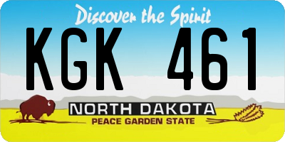 ND license plate KGK461
