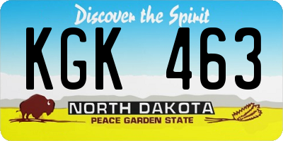 ND license plate KGK463
