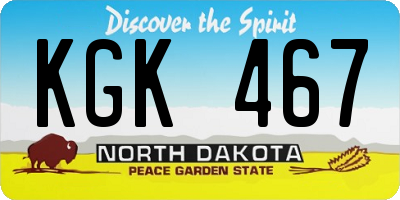 ND license plate KGK467