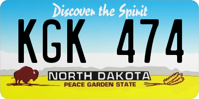 ND license plate KGK474