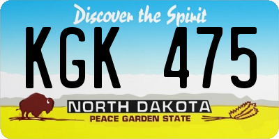 ND license plate KGK475