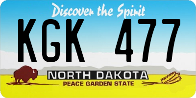 ND license plate KGK477