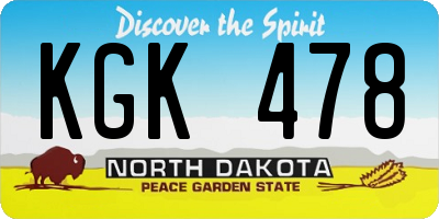 ND license plate KGK478