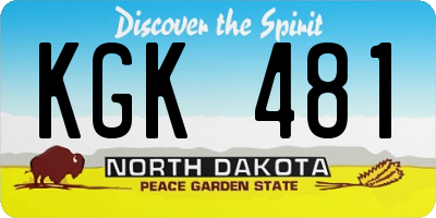 ND license plate KGK481